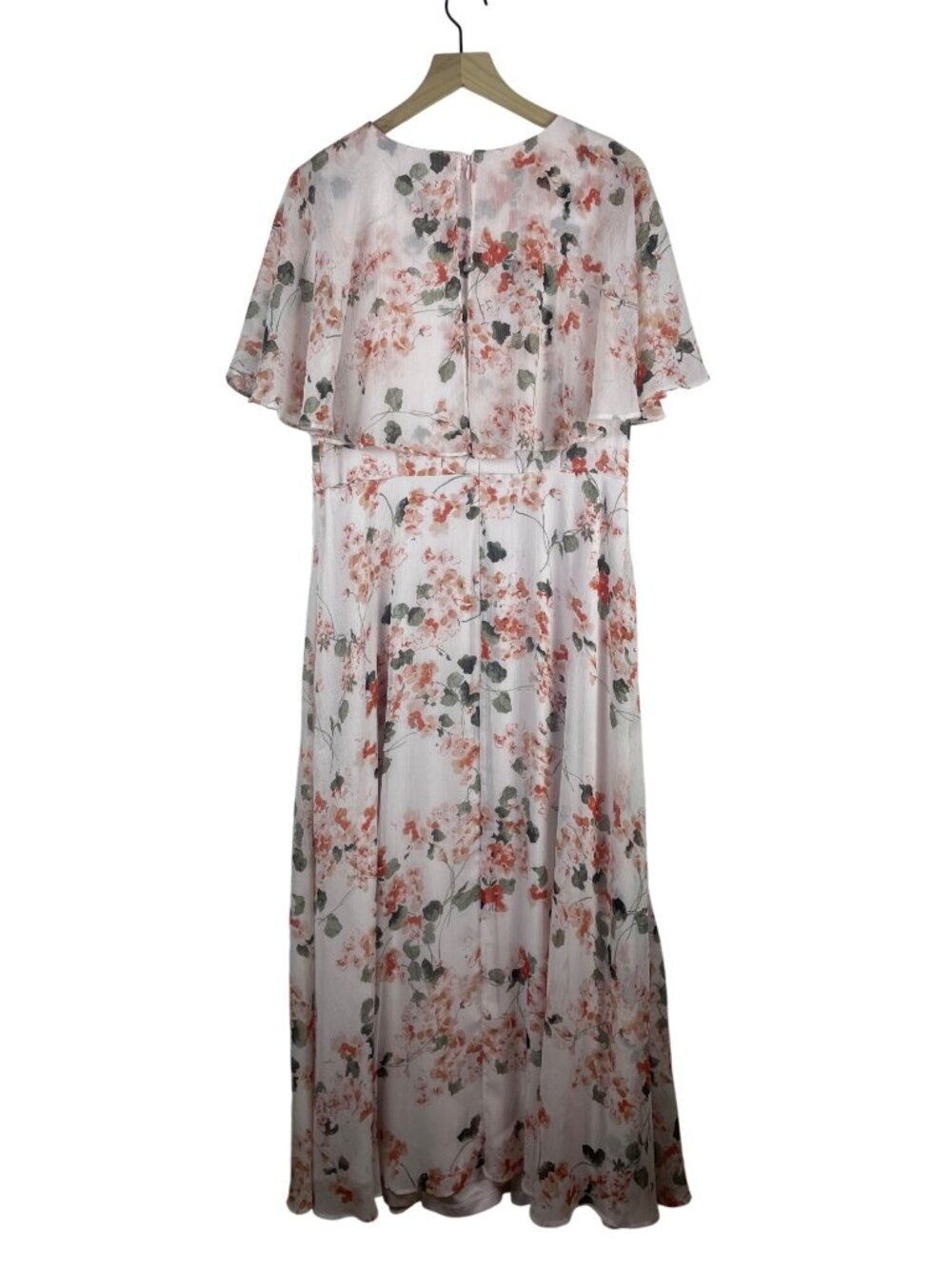 Calvin Klein Floral Maxi Dress With Flutter Sleeves Size 14 100% Polyester Pink - Picture 4 of 9